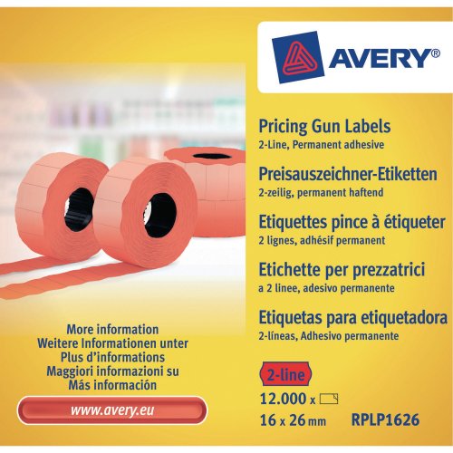 Hintaetikettirulla Avery 26 x 16mm pysyvä punainen 10kpl, hinta 46,84€