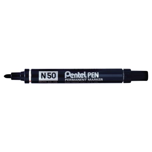 Huopakynä Pentel n50 pyöreä 1-2 mm permanent musta, hinta 2,04€