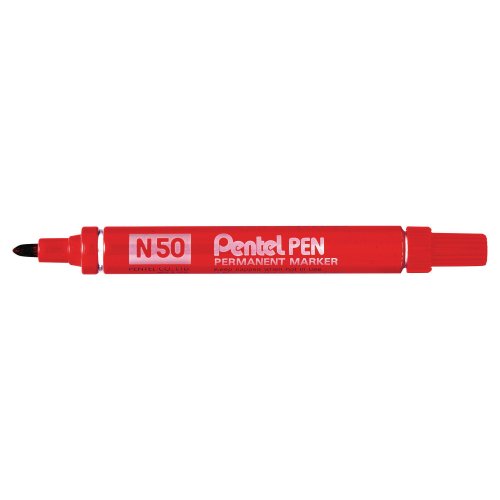 Huopakynä Pentel n50 pyöreä 1-2 mm permanent punainen, hinta 1,88€