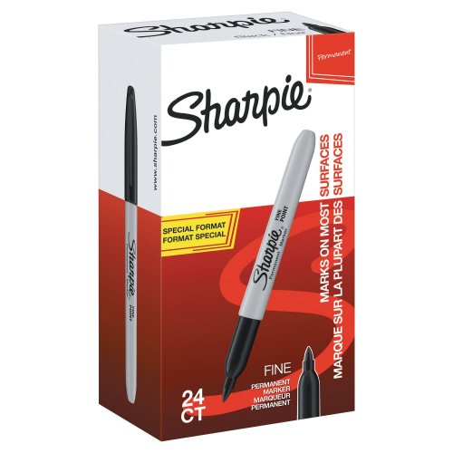 Huopakynä Sharpie fine musta pyöreä 1mm kärki säästöpakkaus 20+4 kynää, hinta 51,79€
