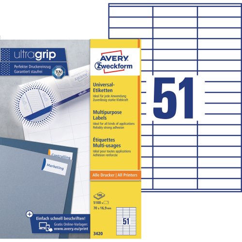 Monitoimitarra Avery 3420 70 x 16,9mm 51-osainen 5100kpl, hinta 37,74€