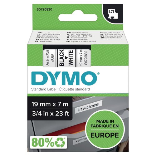 Nauha Dymo® d1 19mm x 7m musta/valkoinen, hinta 22,50€