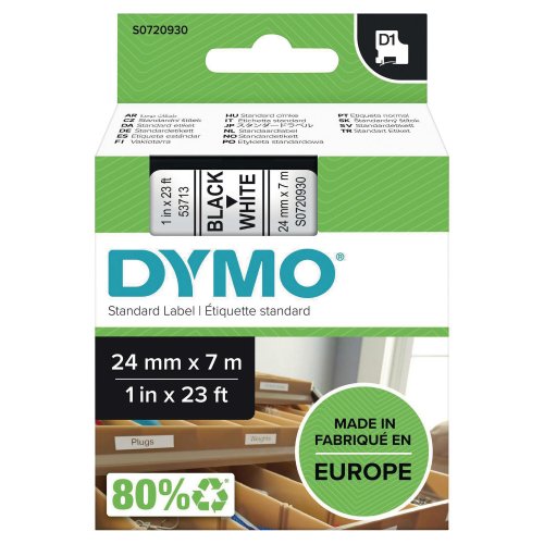 Nauha Dymo® d1 24mm x 7m musta/valkoinen, hinta 30,80€
