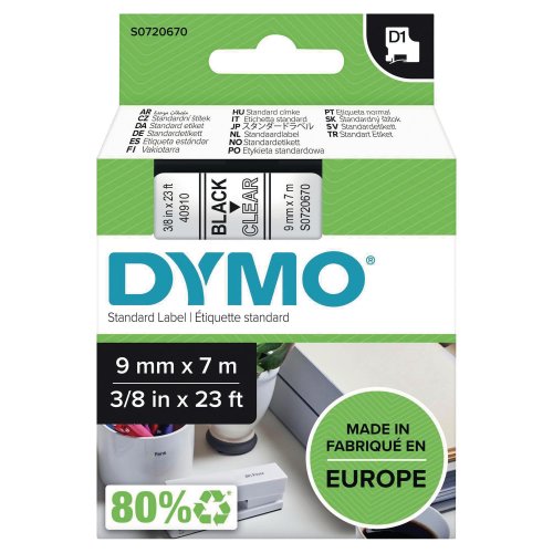 Nauha Dymo® d1 9mm x 7m musta/kirkas, hinta 15,25€