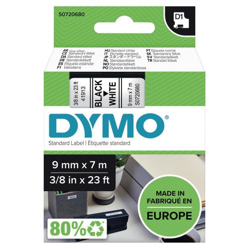 Nauha Dymo® d1 9mm x 7m musta/valkoinen, hinta 15€