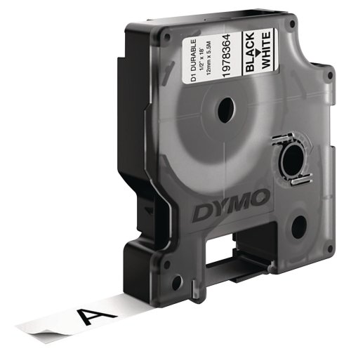 Nauha Dymo® durable d1 12mm x 5,5m kestotarra musta/valkoinen, hinta 19,76€