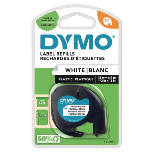 Nauha Dymo® letratag® 12mm x 4m muovi valkoinen, hinta 9,14€