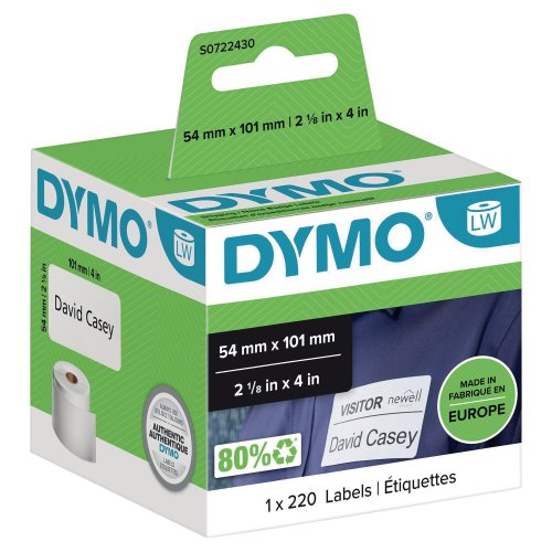 Nauha Dymo® lw 101mm x 54mm lähetys/nimitarra 220kpl, hinta 24,11€