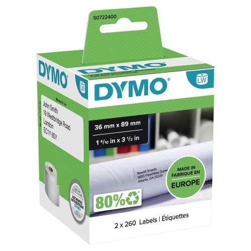 Nauha Dymo® lw 89mm x 36mm osoitetarra valkoinen 2kpl, hinta 27,77€