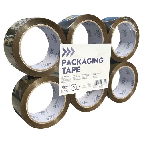 Pakkausteippi Lyreco budget pp 50mm x 66m ruskea 6kpl, hinta 8,81€