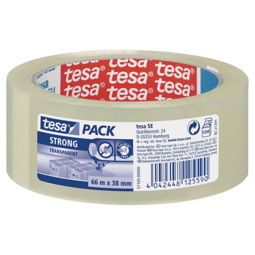Pakkausteippi Tesa® 57165 strong pp 38mm x 66m kirkas, hinta 5,20€