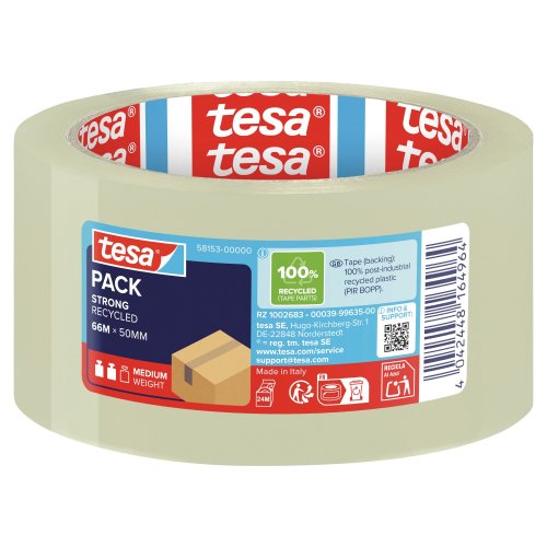Pakkausteippi Tesa® 58153 eco & strong pp 50 mm x 66 m kirkas, hinta 7,94€