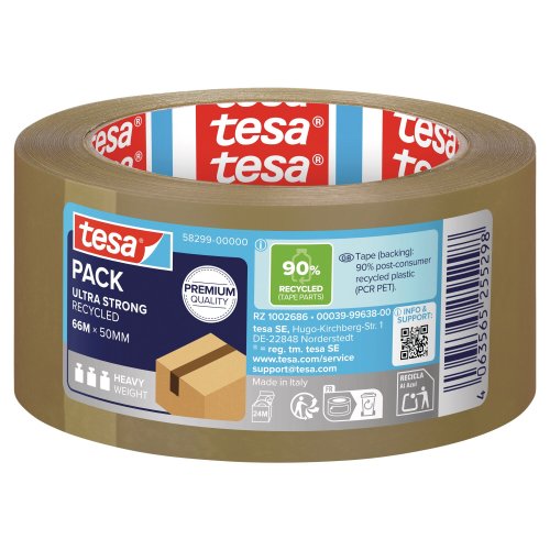 Pakkausteippi Tesa 58299 pet 50mm x 66m ruskea, hinta 6,84€