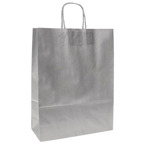 Paperikassi 22 x 10 x 29cm nyöreillä hopea, hinta 0,86€