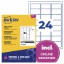 Tarra Avery l4773 heavy duty 63,5 x 33,9mm 24-os. valkoinen 480kpl
