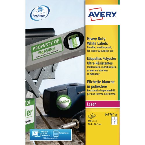 Tarra Avery l4776 heavy duty 99,1 x 42,3mm 12-os. valkoinen 240kpl, hinta 35,93€