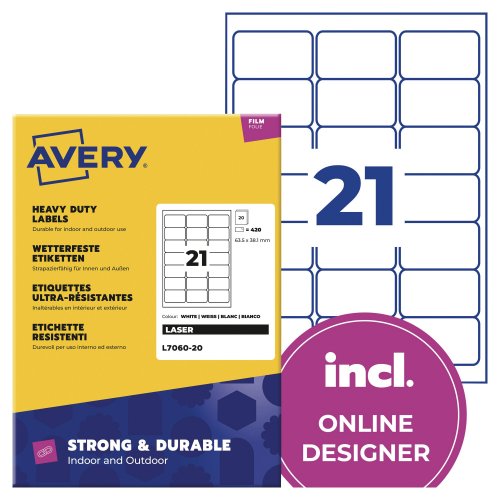 Tarra Avery l7060 heavy duty 63,5 x 38,1 mm, hinta 62,10€