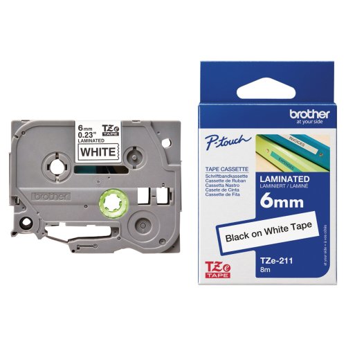 Tarranauha Brother tze-211 6mm musta/valkoinen, hinta 12,15€