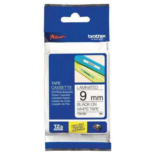 Tarranauha Brother tze-221 9mm musta/valkoinen, hinta 13,21€