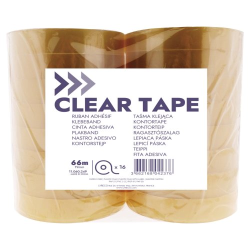 Teippi Kirkas 19mm x 66m 1 kpl=16 rullaa 16kpl, hinta 22,73€