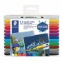 Tekstiilitussi staedtler 3190 duo värilajitelma 12kpl